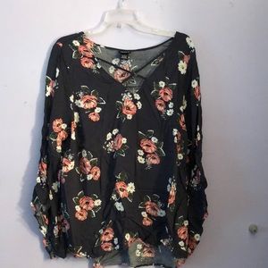 Torrid floral bell sleeve blouse